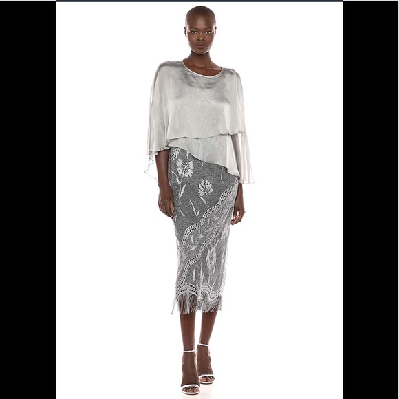 SL Fashions Dresses & Skirts - S.L. Fashions Women's Long Crochet Tank silver,NWT